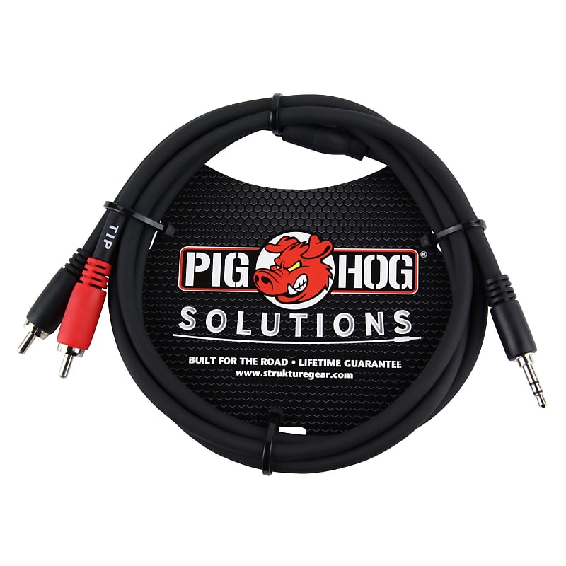 Pig Hog Solutions 3 Foot Stereo Breakout Cable, 3.5mm to Dual RCA image 1