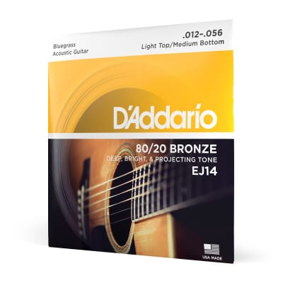 D'Addario EJ14 80/20 Bronze Bluegrass Acoustic Guitar Strings (12-56) image 10
