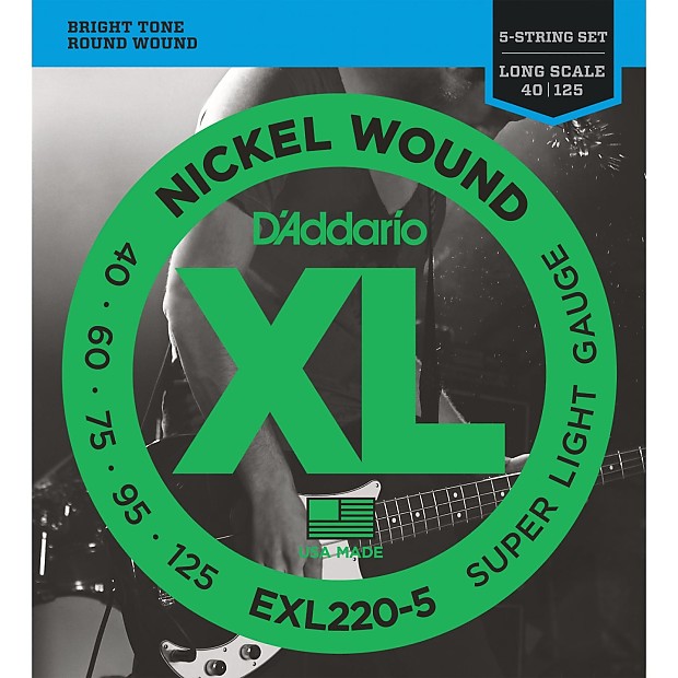 D'Addario EXL220-5 5-String Nickel Wound Super Light Bass Guitar Strings image 1