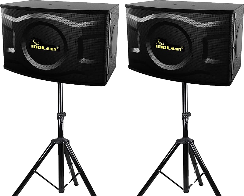 IDOLmain 2000W 12" Professional Karaoke Speakers w/ Stands & Reverb