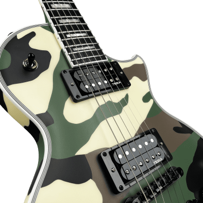 10S GF Modern Single Cutaway Full Thickness Set Thru Electric Guitar Satin Green Camo image 7