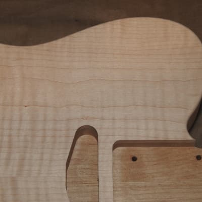 Unfinished Telecaster Body Book Matched Figured Flame Maple Top 2 Piece Alder Back Chambered, Standard Tele Pickup Routes 3lbs 14.5oz! image 3