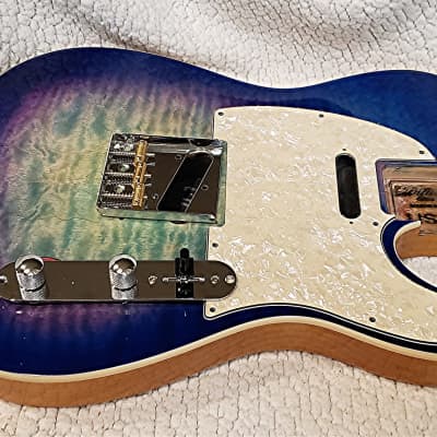 Stunning USA made bound Alder body.Quilt maple top in Blue burst Dragon color.Made for a Tele neck. image 10