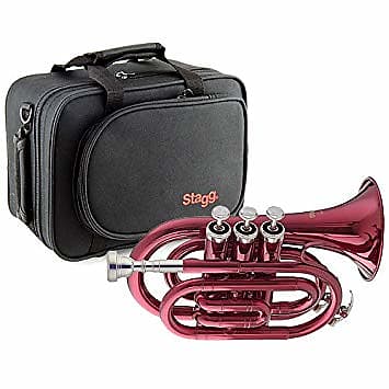 Stagg WS-TR247S ML-Bore, Brass Body Bb Pocket Trumpet w/Soft Case & Mouthpiece 7C Silver Plated image 1