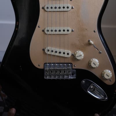 NAMM ltd Fender Fender Custom Shop '56 Stratocaster Roasted Relic Aged Black Electric Guitar 2020 - nitro lacquer finish image 9