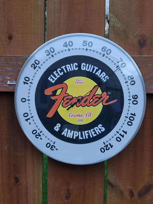Vintage Style Round Fender Guitars Indoor/Outdoor Thermometer