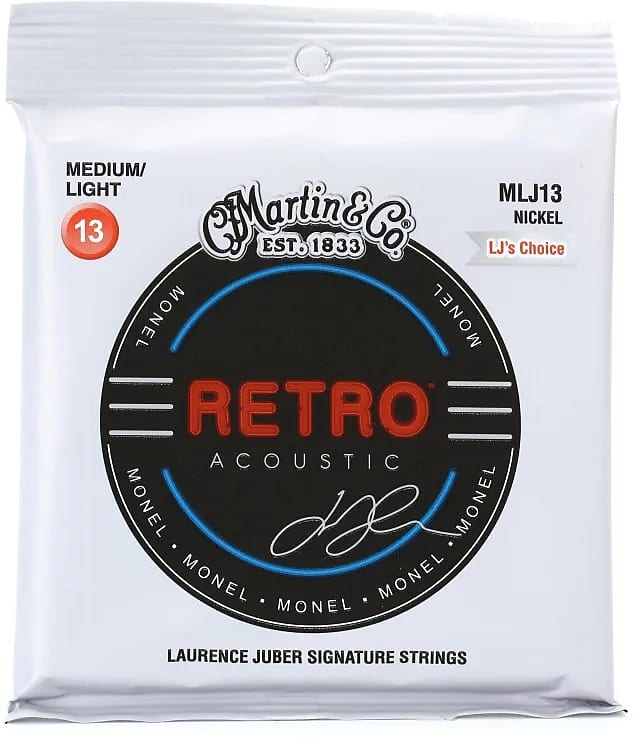 Martin MLJ13 Retro Monel Lawrence Juber Medium/Light Acoustic Guitar Strings, .013-.056