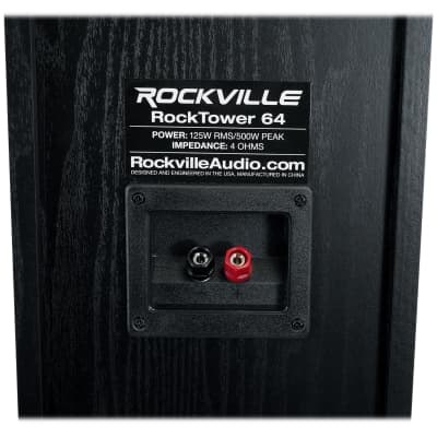 (2) Rockville RockTower 64B Black Home Audio Tower Speakers Passive 4 Ohm image 9