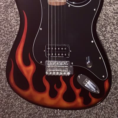 2002 Fender Hot rod flames STRATOCASTER electric guitar  tom Delonge vibe image 1