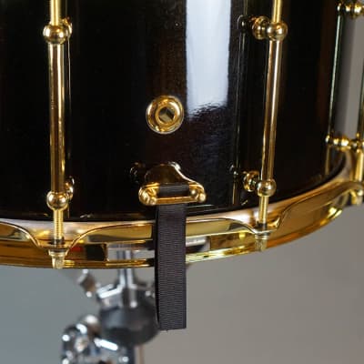 McIntyre Drum Co 6.5x14" Hot Rolled Blackened Steel Snare Drum, Black Sparkle w/Brass Hardware image 5