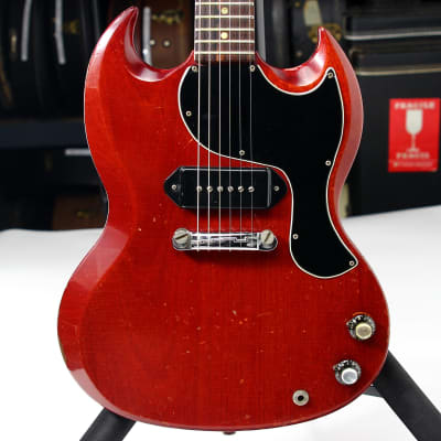 Early 1965 Gibson SG Jr. Junior WIDE NUT Cherry Red | No breaks, No refins Les Paul 1964 spec, Wraparound Tailpiece image 3