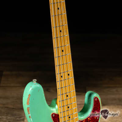 Shabat Tiger 5 String J-Bass w/ Maple Neck – Seafoam Green Over 3TSB image 4