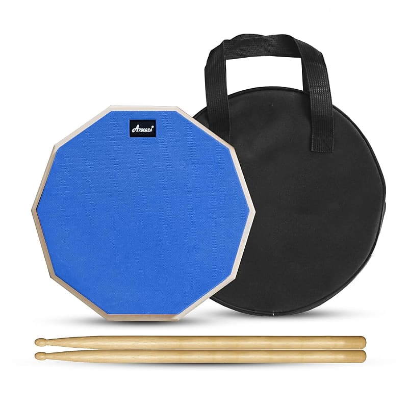 Drum Practice Pad, 12 Inch Silicone Double Sided Silent Practice Pad Kit  Set Mat for Adult Kids with Snare Drum Stand, Drumsticks and Bag