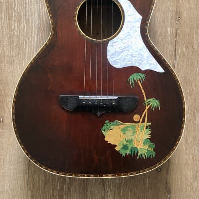 Stromberg Voisinet Hawaiian-decal Vintage Parlor Guitar 1920s image 2