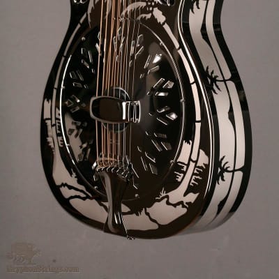 National Reso-Phonic Style O GERMAN SILVER 14 Fret 2024 Mirror Nickel with Deco Palm Tree Design image 16