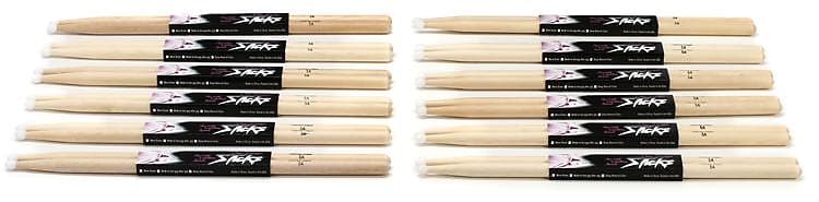 On-Stage Stands Maple Drumsticks 12-pair - 5A - Nylon Tip (5-pack) Bundle image 1