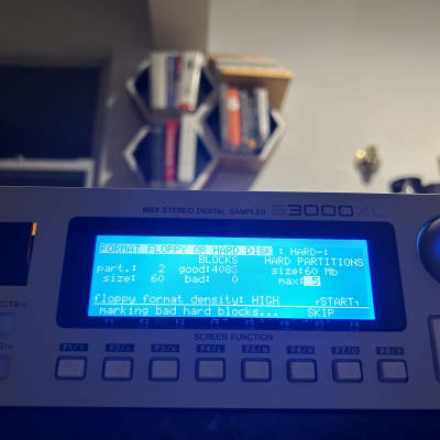 Akai S3000XL w SCSI Fuse Mod, 32MB, New Warm Blue LED display