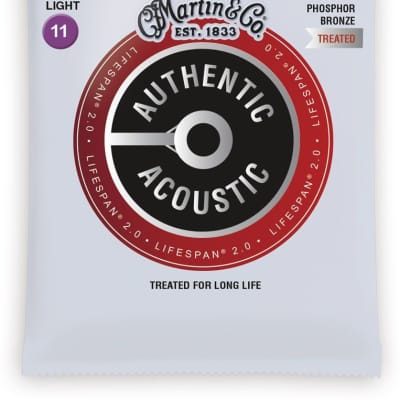 Martin MA535T Authentic Acoustic Lifespan 2.0 Custom Light Strings 11-52 for sale