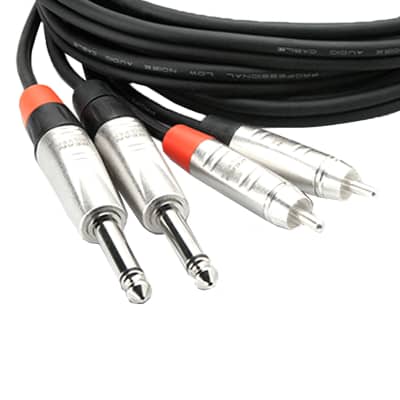 Hosa HPR-010X2 10' Dual REAN 1/4" TS Male to Dual RCA Stereo Interconnect Cable image 3