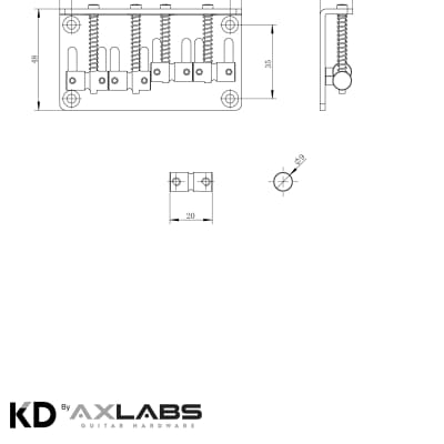 KD By AxLabs Vintage Style Bass Bridge - 4-Screw, 4-String, String-Through-Top - Black Nickel image 2