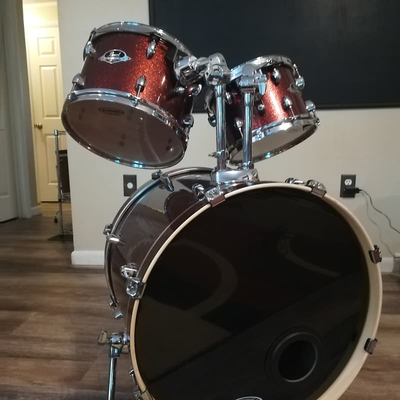 Pearl Export full acoustic drum set with mesh head mutes and Reverb