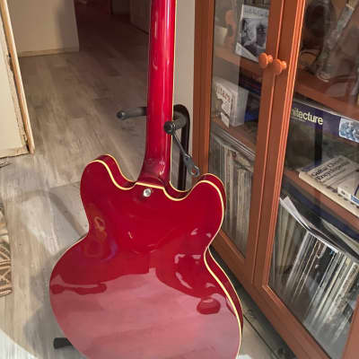 Grote 335 style  red semi hollow body electric guitar with gig bag image 2