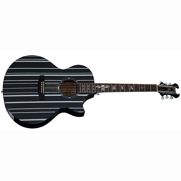 Schecter SYN AC-GA SC Synyster Gates Signature Acoustic/Electric Gloss Black w/ Silver Pinstripes image 2