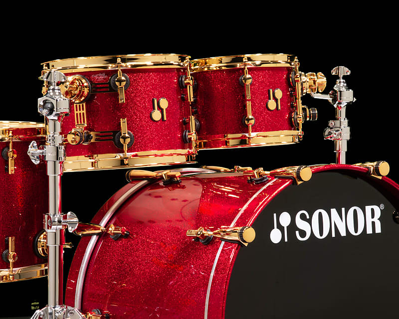 ［5/6AMまで値下げ］美品⭐︎トランペット　ゴールド Sonor SQ2 5pc Vintage Birch Shell Pack - Red Sparkle w/Gold