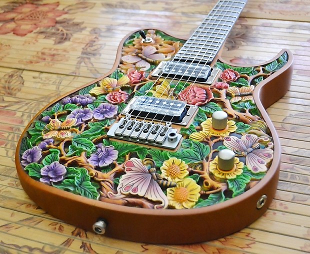Darieos Java Hand Carved Guitar #001 Heaven's Garden image 1