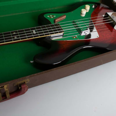 Kent Model 534 Basin Street Solid Body Electric Bass Guitar, made by Teisco (1965), original brown tolex hard shell case. image 10