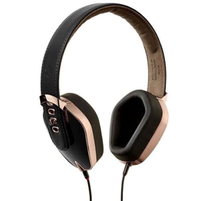 PRYMA Special Leather & Aluminum Headphones, Includes Cable with Microphone, Rose Gold & Dark Gray image 2
