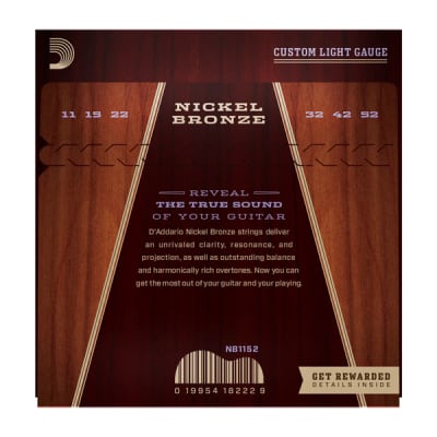 D'Addario NB1152 Nickel Bronze Acoustic Guitar Strings, Custom Light, 11-52 image 3