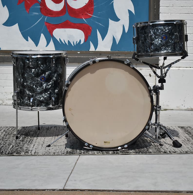 Vintage Kent Drum Kit 1960s in Black Diamond Pearl 12, 15, Reverb