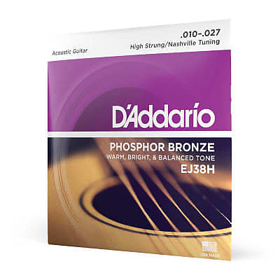 D'Addario #EJ38H - High Strung/Nashville Tuning Phosphor Bronze Acoustic Strings, 10-27 image 1