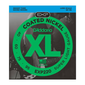 D'Addario EXP220 Coated Bass Guitar Strings Super Light 40-95 Long Scale