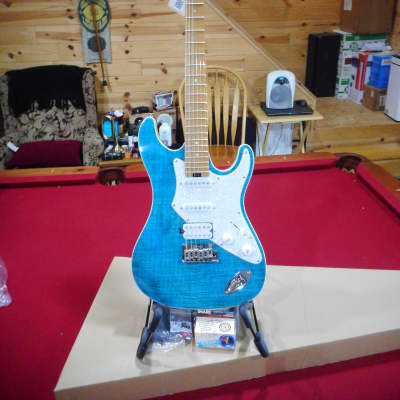 ARIA 714-MK2 TQBL 2022 FLAMED BLUE Electric Guitar w/Acc Kit image 4