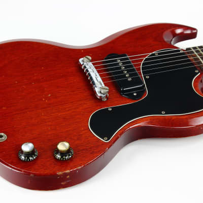Early 1965 Gibson SG Jr. Junior WIDE NUT Cherry Red | No breaks, No refins Les Paul 1964 spec, Wraparound Tailpiece image 22