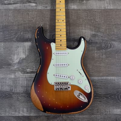 AIO S3 Electric Guitar - Relic 3-Tone Sunburst (Maple Fingerboard) w/Gator Hard Case for sale