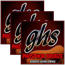 3 Sets GHS S315 Phosphor Bronze 6-String  Acoustic Guitar Strings Extra Light 11-50  3 Sets