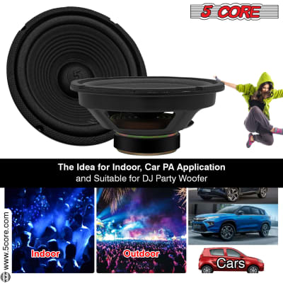 5 Core 8 Inch Subwoofer 2Pack • 500W PMPO 4 Ohm Car Bass Sub Woofer • Replacement Speaker w 0.81" Voice Coil • Bocinas Para Carro- WF 8"-890 2 PC image 10