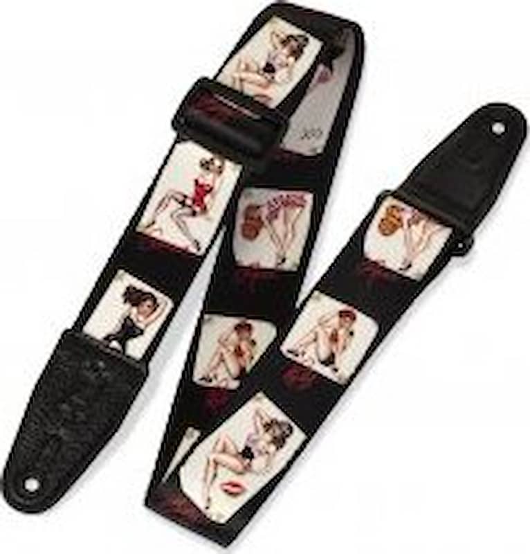 2” polyester guitar strap with Pin-Up motif image 1