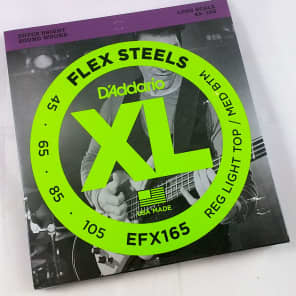 D'Addario EFX165 FlexSteels Long Scale Bass Guitar Strings, Custom Light Gauge