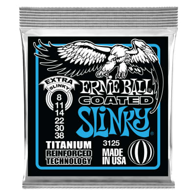 Ernie Ball Extra Slinky Coated Titanium RPS Electric Guitar String, 8-38 Gauge for sale
