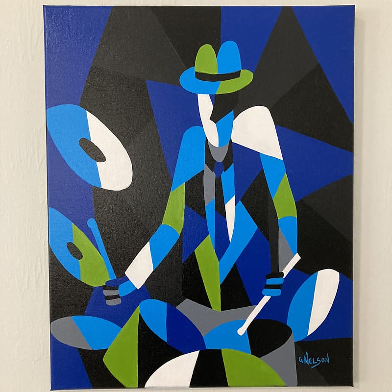Jazz drummer painting Reverb