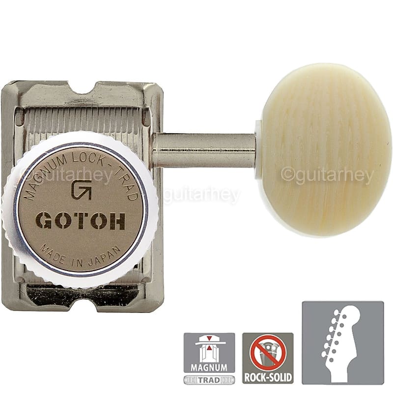 NEW Gotoh SD91-M5 MGT Locking Tuners Set 6 in line STAGGERED Ivory - NICKEL