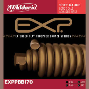 D'Addario EXPPBB170 Phosphor Bronze Coated Acoustic Bass Strings Long Scale 45-100
