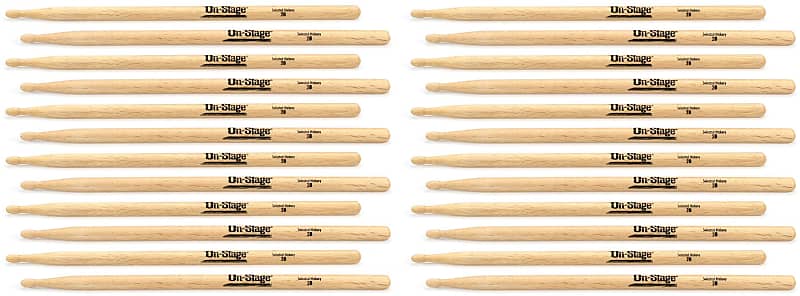 On-Stage Hickory Drumsticks - 2B - Wood Tip (12 pair) (3-pack) Bundle image 1