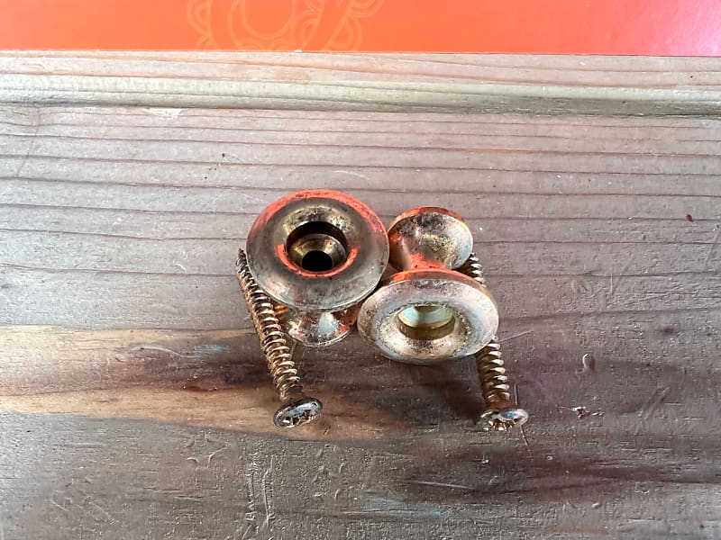Real Life Relics Kluson Aged Gold California Strap Buttons LARGE Set of 2    [Q3] image 1