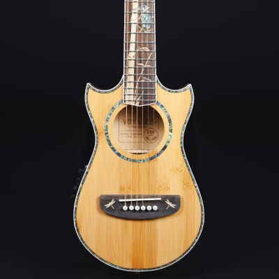 Lindo Bamboo Voyager V2 Electro Acoustic Travel Guitar | BS3M Mic/Piezo Blend Preamp | Luminlays | Kingfisher Inlay (Nylon Strings) for sale