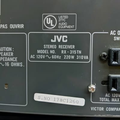 Vintage JVC RX-315TN FM/AM Radio Digital Synthesizer Receiver w/ Remote image 12